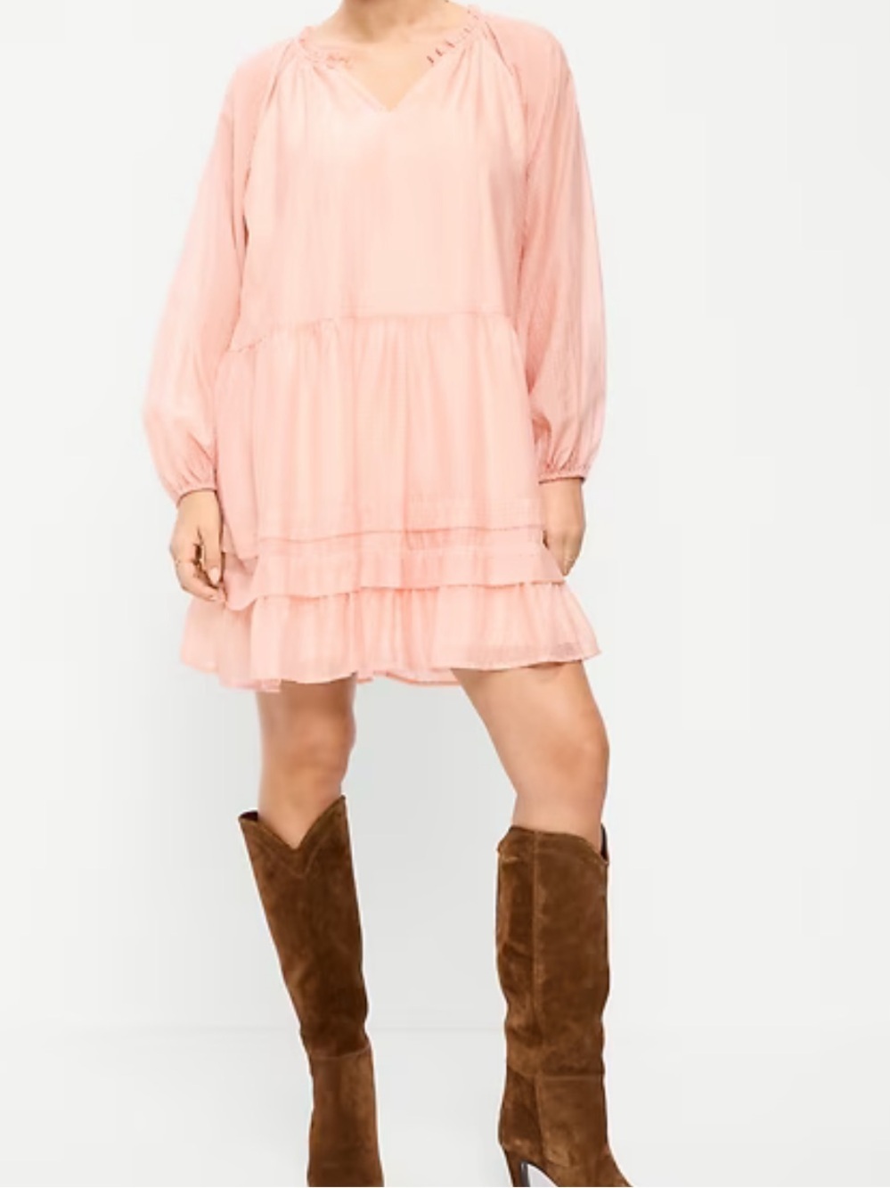 Old Navy Pink Long Sleeve Mini Swing Dress NEW WITH TAGS SIZE LARGE